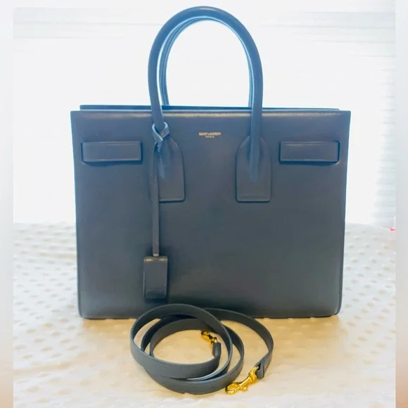 EUC YSL Saint Laurent Sac de Jour Blue/Gray Leather Bag - Picture 3 of 17